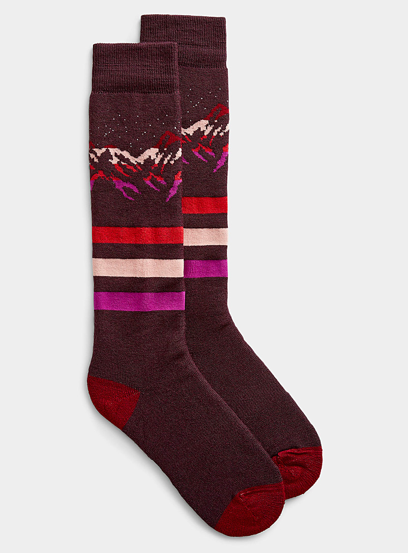 I.FIV5 Dark Crimson Mountain merino wool thermal sock for women