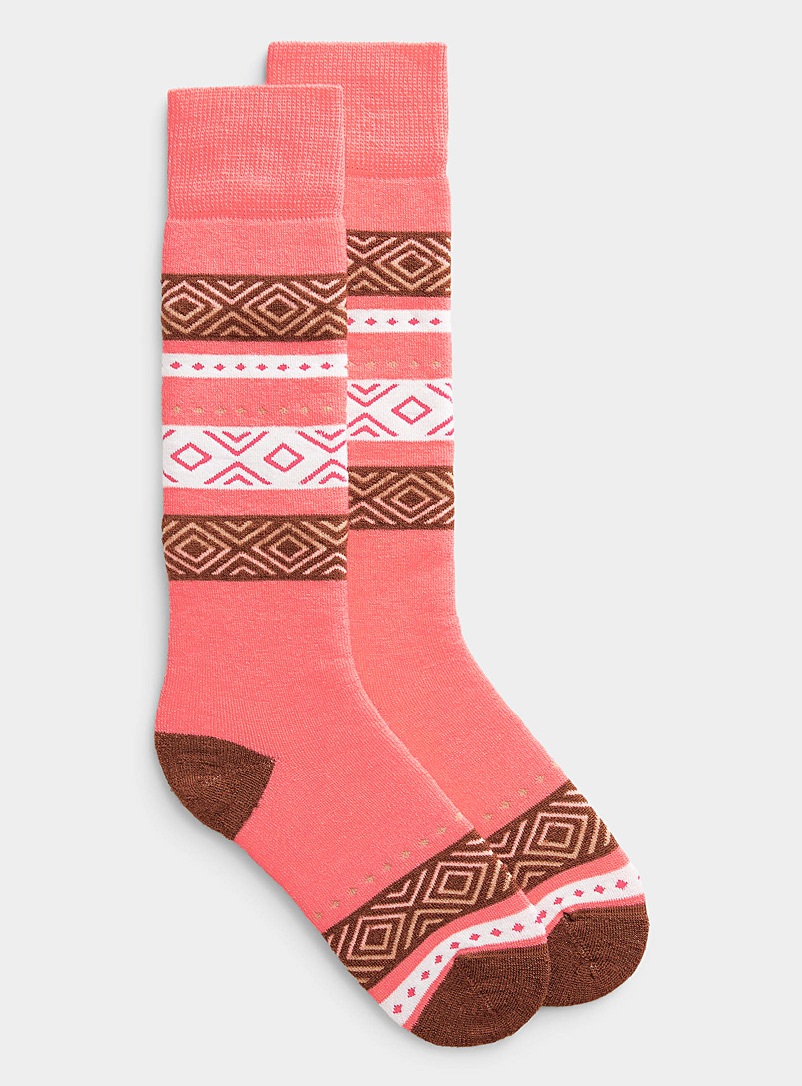 I.FIV5 Pink Diamond jacquard merino sock for women