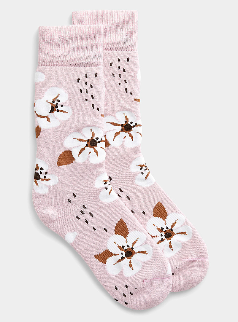 I.FIV5 Pink Forget-me-not merino wool thermal sock for women