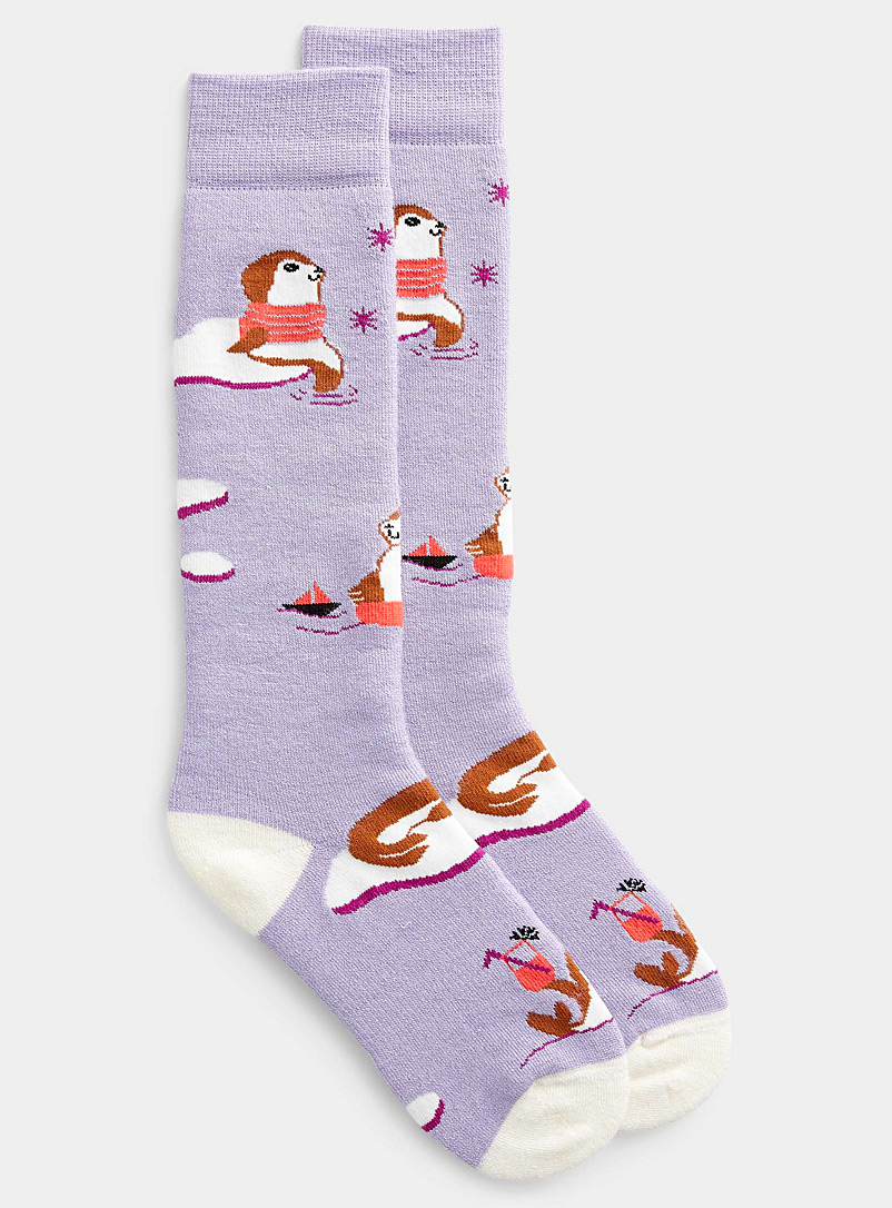 I.FIV5 Lilacs Baby seal merino wool thermal sock for women