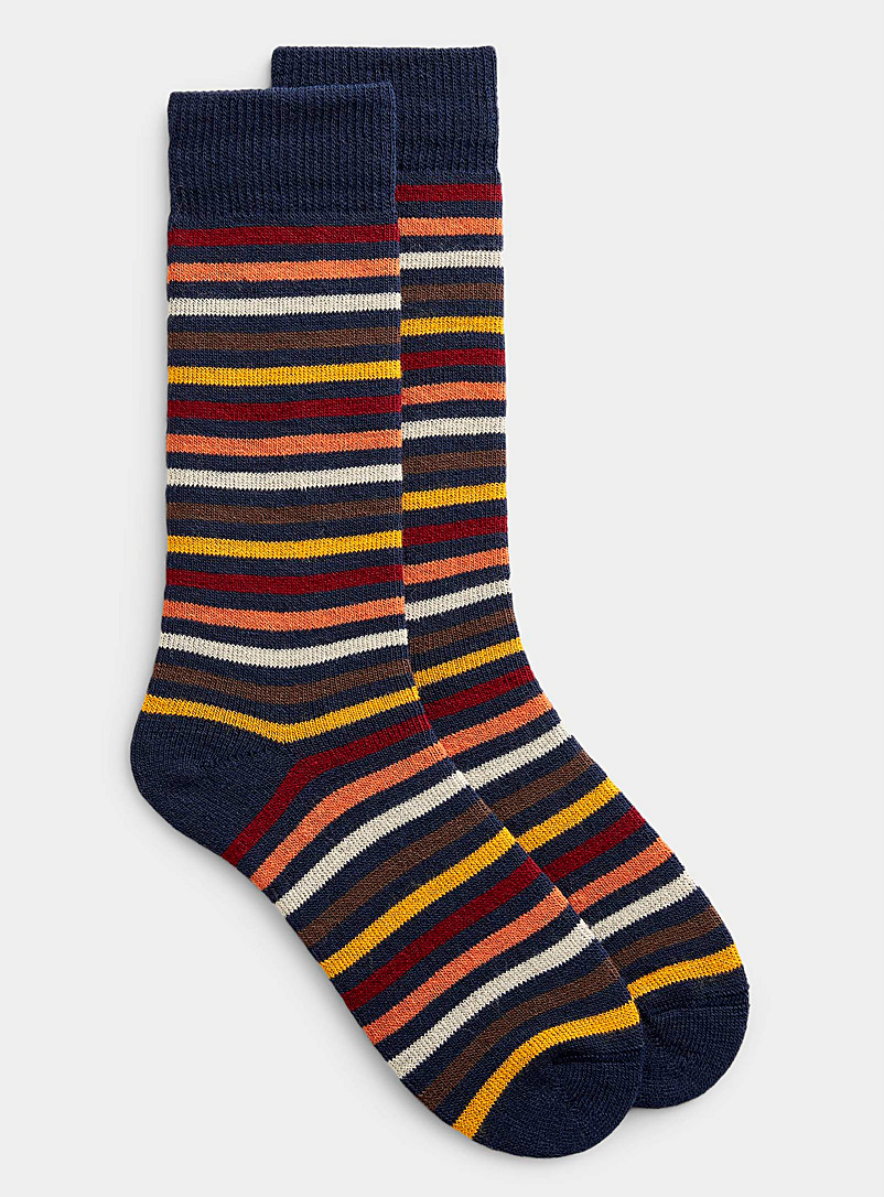 Le 31 Patterned Blue Sunny stripe thermal sock for men