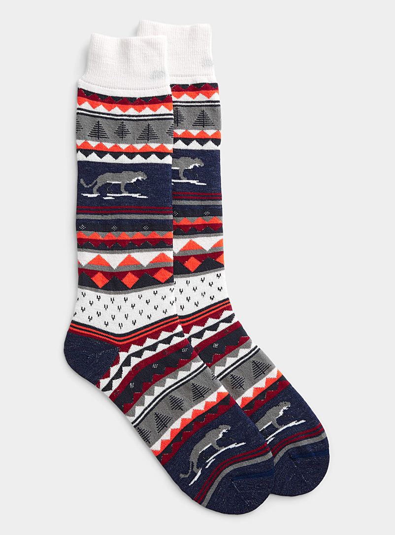 Le 31 Assorted grey  Fair Isle cougar thermal sock for men