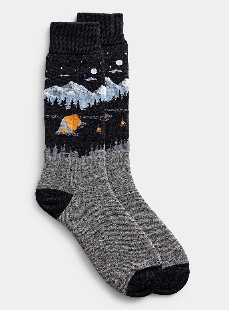 Le 31 Patterned Blue Mountain camping thermal sock for men