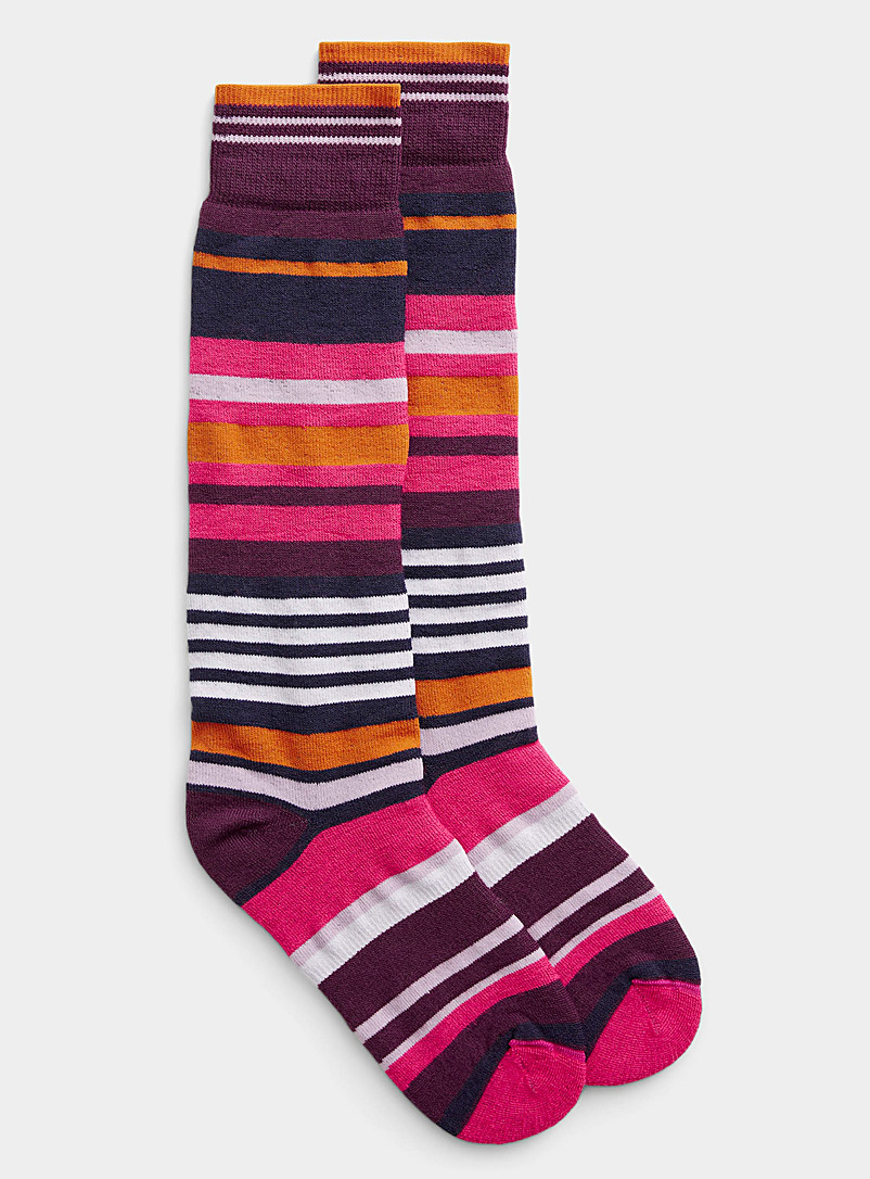 I.FIV5 Crimson Brightly coloured stripe merino sock for women