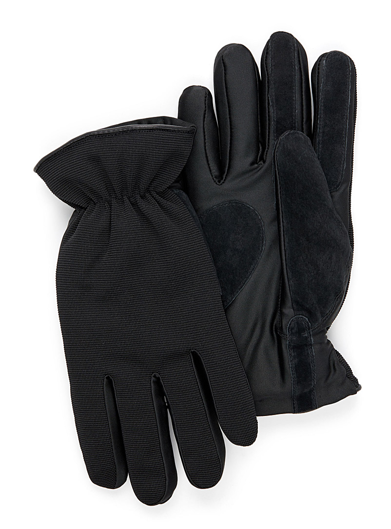 Le 31: Le gant matières mixtes techno Noir pour homme