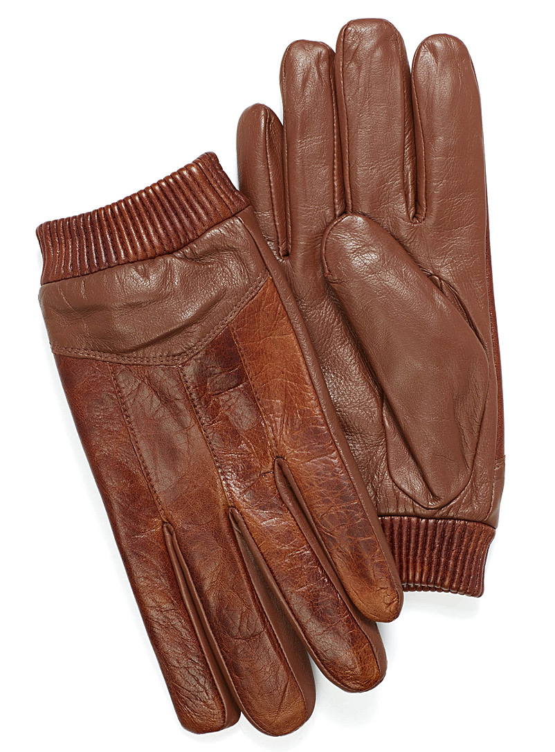 Auclair Light Brown Vintage leather gloves for men