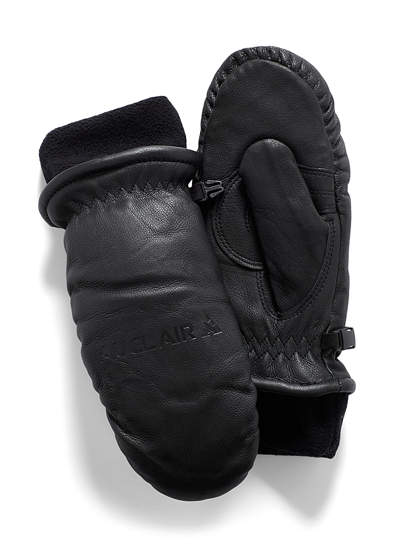 Auclair Black Las Lenas II leather mittens for women