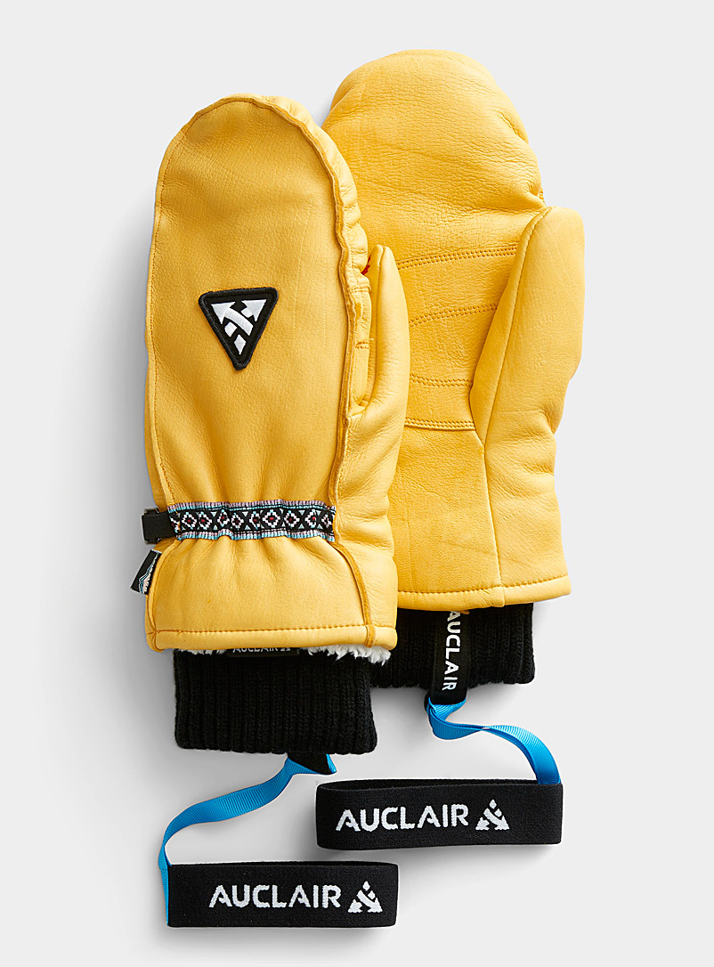 Auclair Golden Yellow Oh My Deer! leather mittens for women