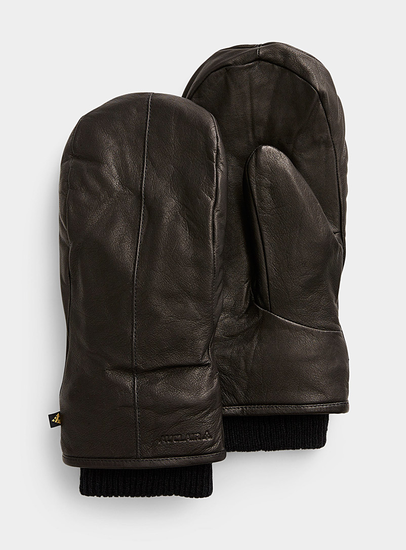 Le 31 Black Noah leather mittens for men