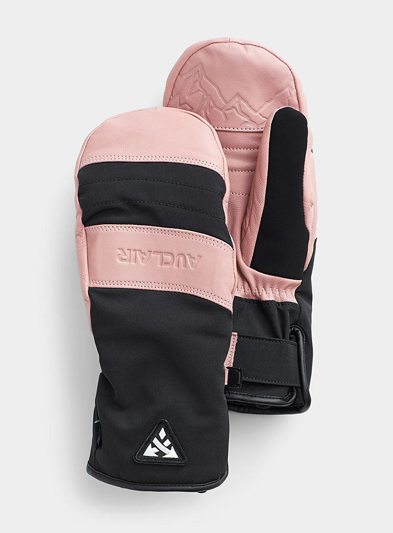 Auclair Pink Altitude leather mittens for women