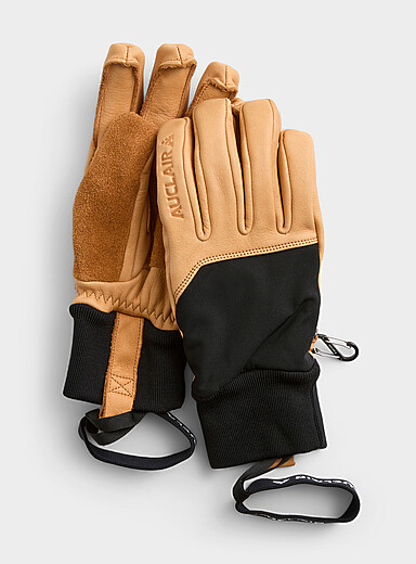 Outwest Softshell suede-accent leather mittens
