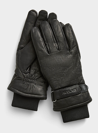 Auclair Black Owen leather gloves for men