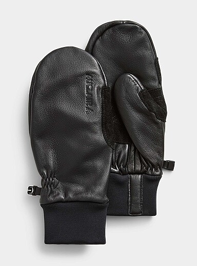 Auclair Black Snow OPS 2.0 leather mittens for men