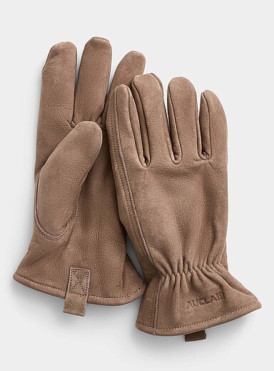 Auclair Light Brown Taupe suede gloves for men