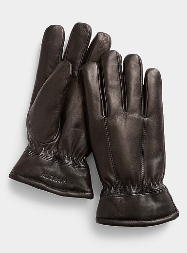 Auclair Black Gavin leather gloves for men