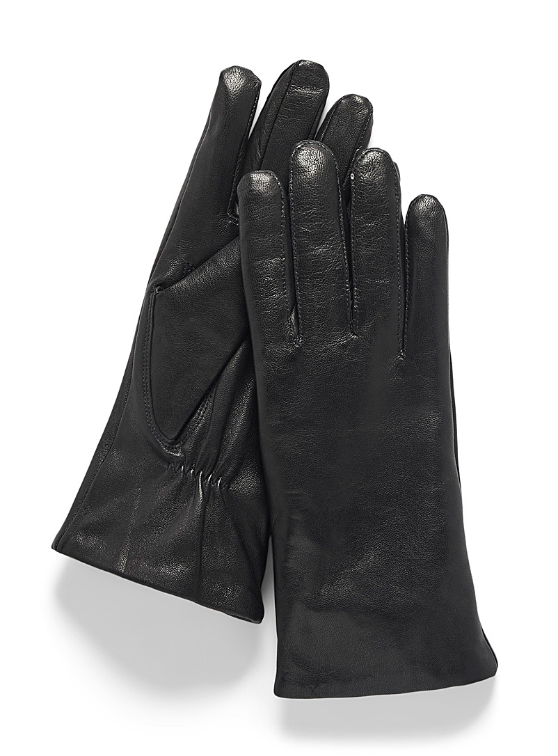 Auclair: Le gant cuir coloré Noir pour femme