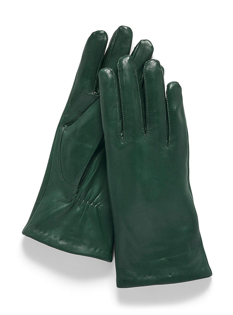 Auclair: Le gant cuir coloré Vert pour femme