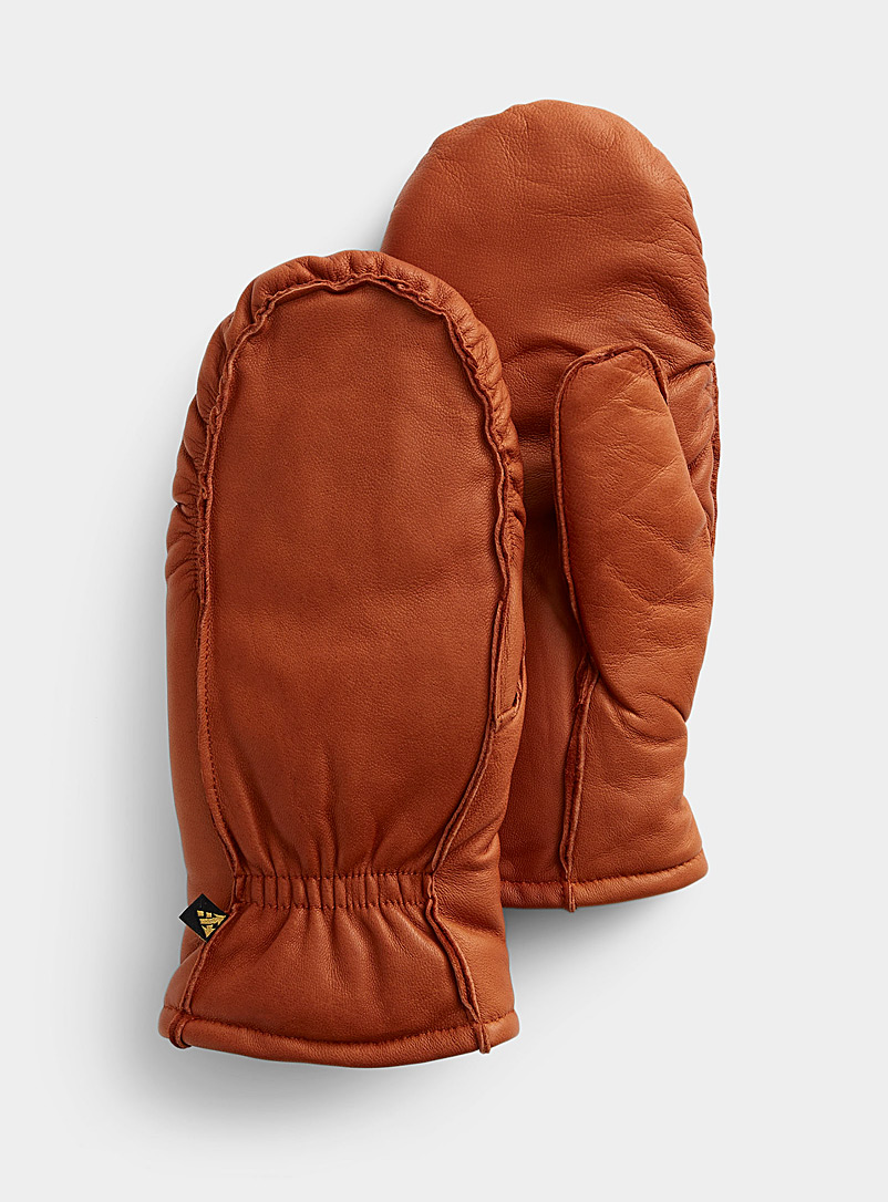 Auclair Hazelnut Built-in glove leather mittens for women