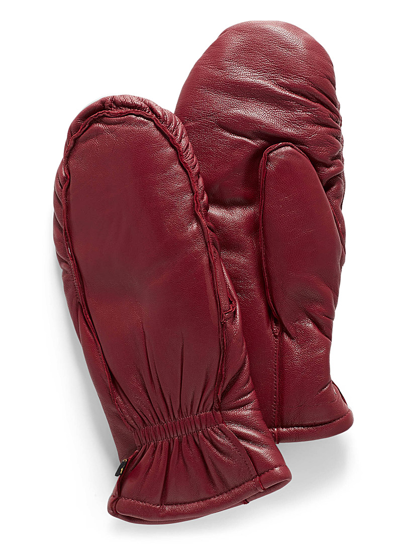 Auclair Red Built-in glove leather mittens for women