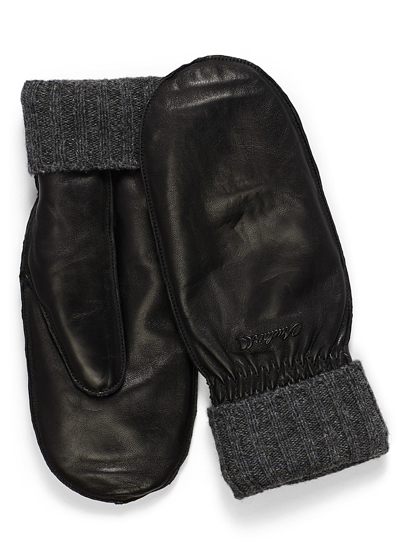 Auclair Black Wool cuff mittens for women