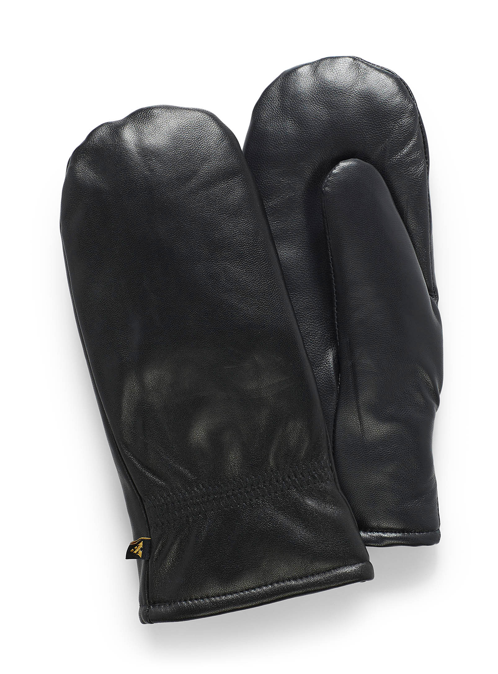 Auclair Smooth Leather Insulated Mittens In Black