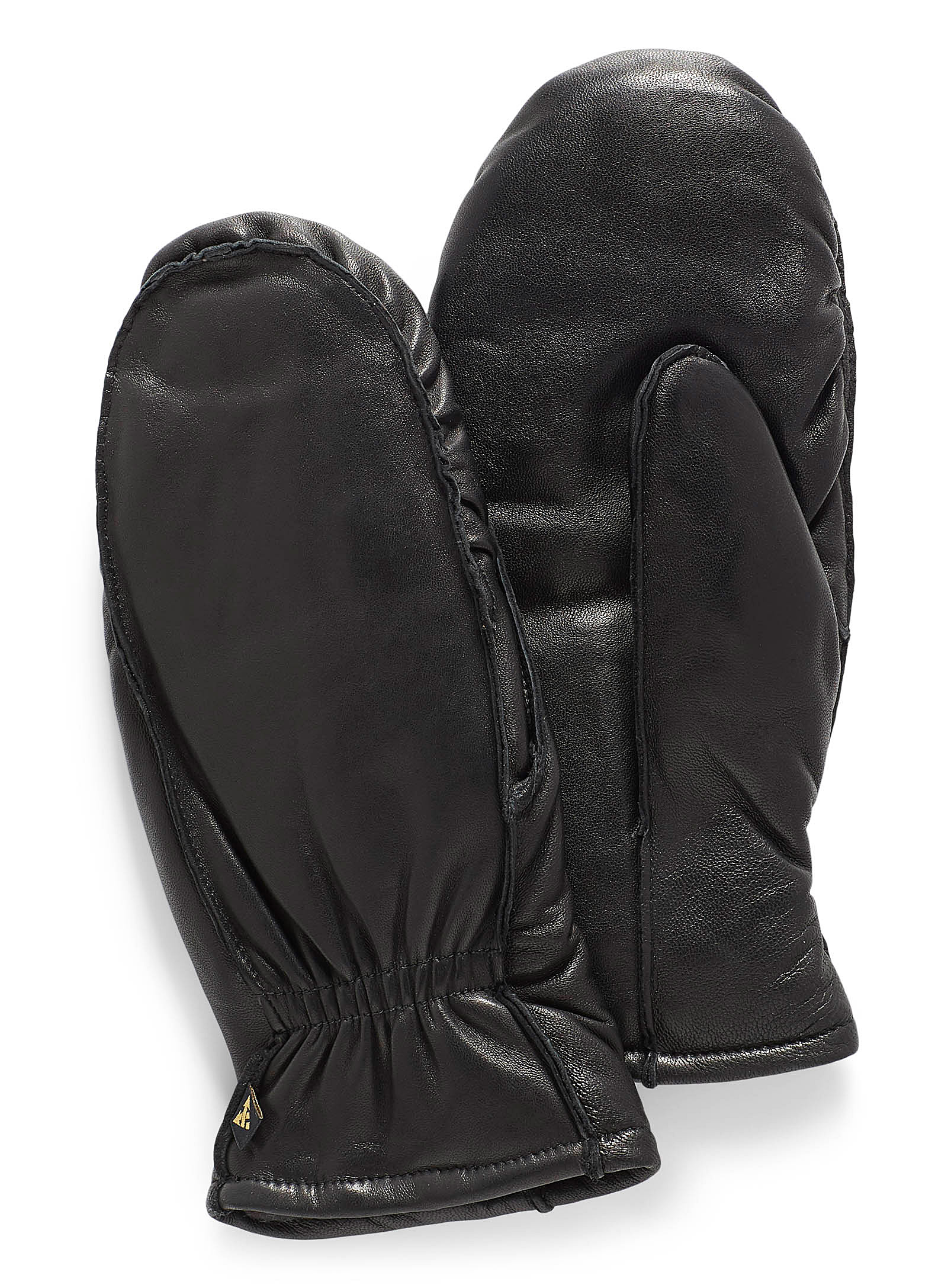 Auclair Built-in Glove Leather Mittens In Black