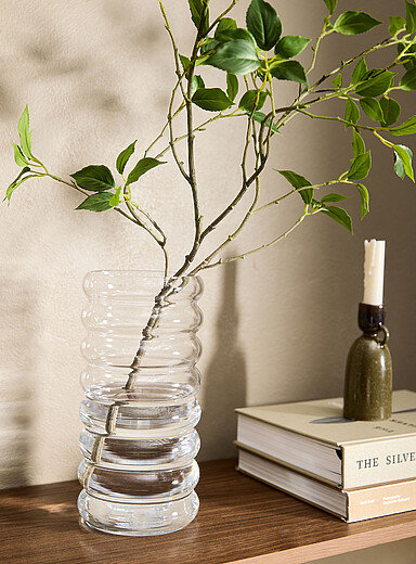 Le grand vase ondul&eacute; verre clair
