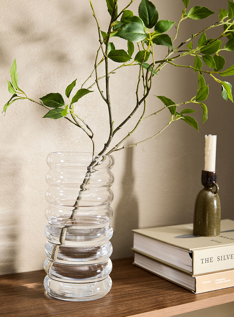 Clear Glass Wavy Tall Vase