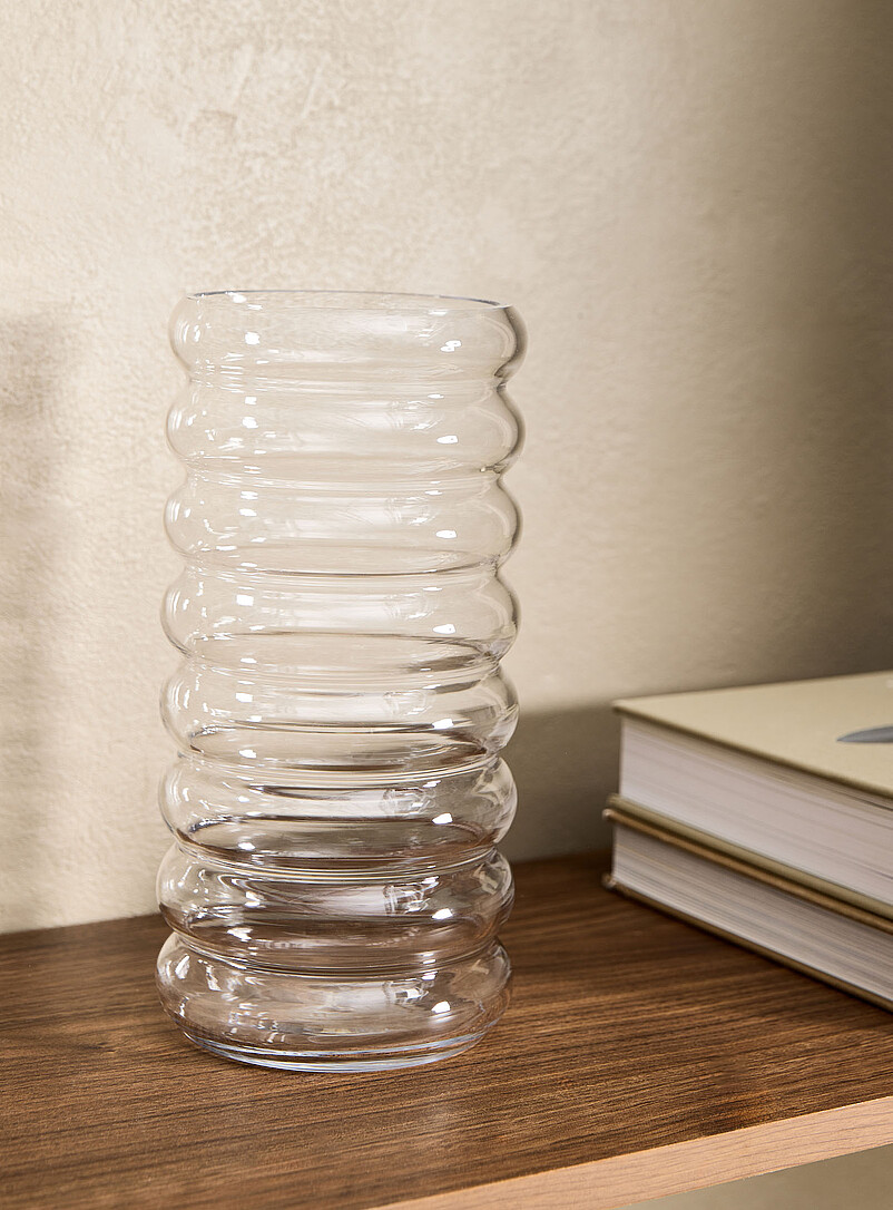 Clear glass wavy tall vase product image 2