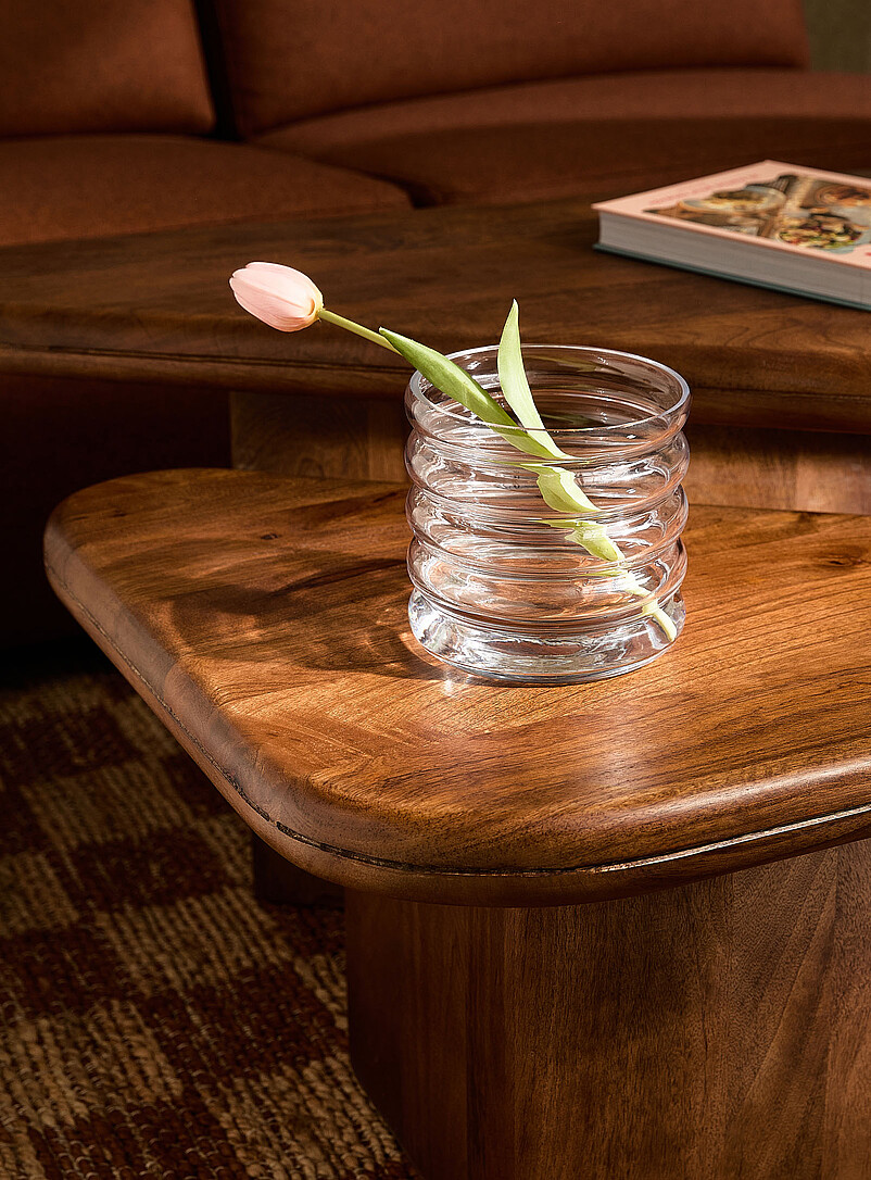 Clear Glass Wavy Vase