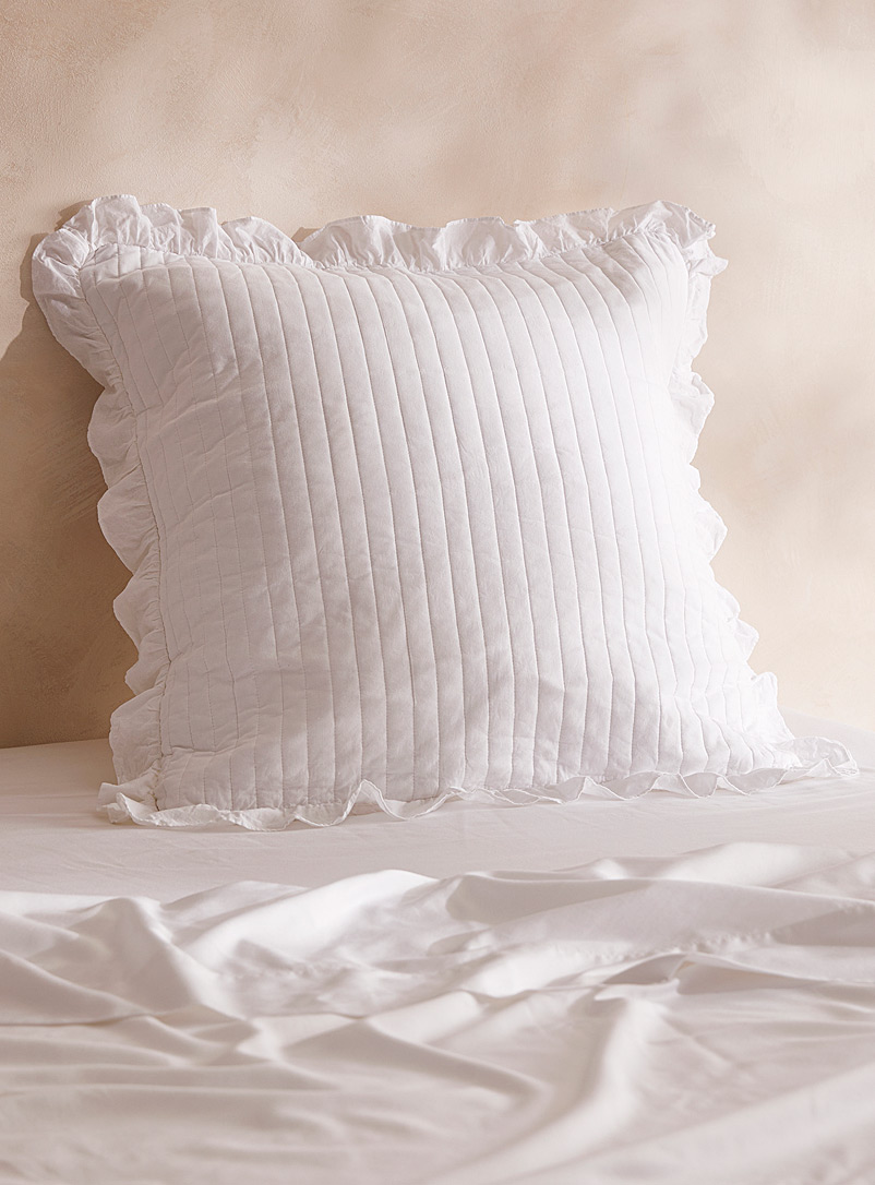 Simons Maison White Ruffled trim Euro pillow sham