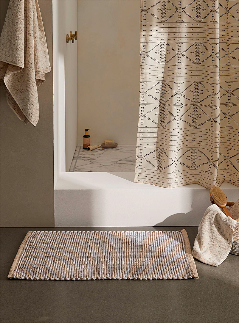 Simons Maison Ivory/Cream Beige Raised stripe bath mat 51 x 76 cm