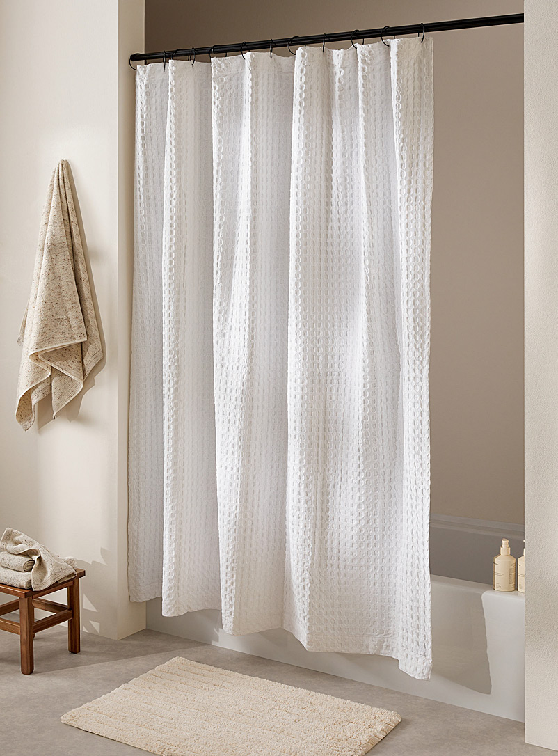 Simons Maison White Basket-weave jacquard shower curtain
