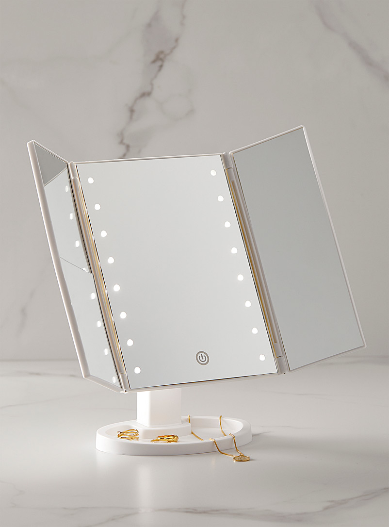 Simons Maison: Le miroir trois panneaux avec lumières intégrées Blanc