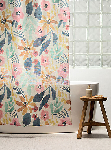 Le rideau de douche fleurs estivales touche de lin