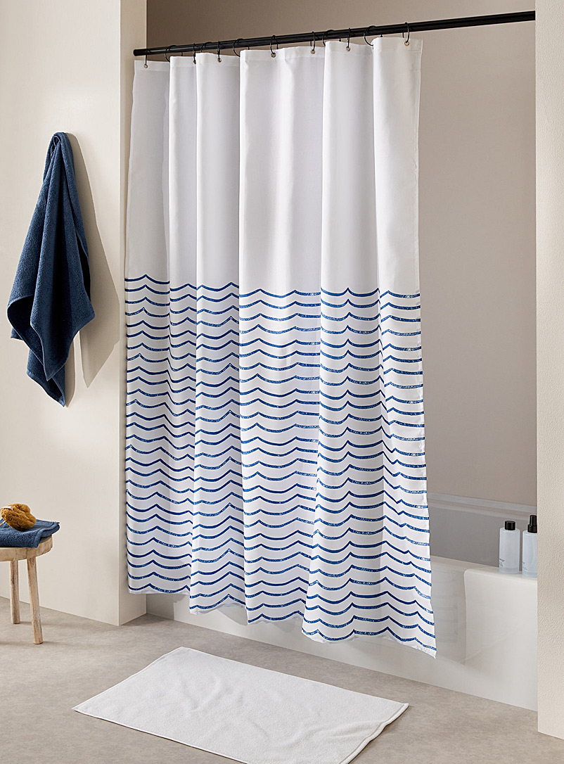 Simons Maison: Le rideau de douche vagues bleues Blanc à motifs