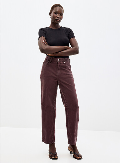 Yoga Jeans Hazelnut Solid barrel-leg coloured jean <b>Fit: barrel leg, mid rise</b> for women