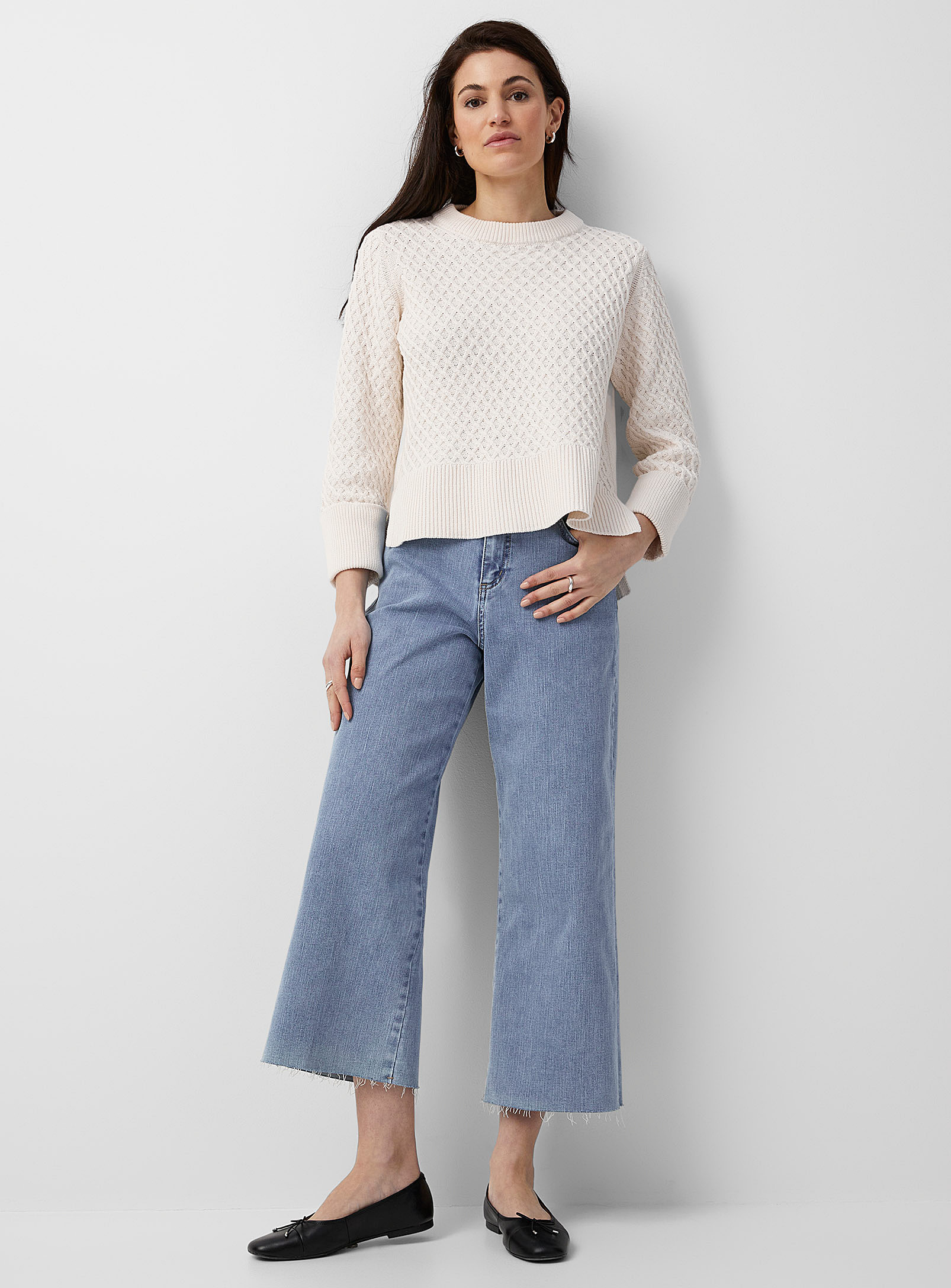 Yoga Jeans Lily Light-blue Cropped Wide-leg Jean In Baby Blue