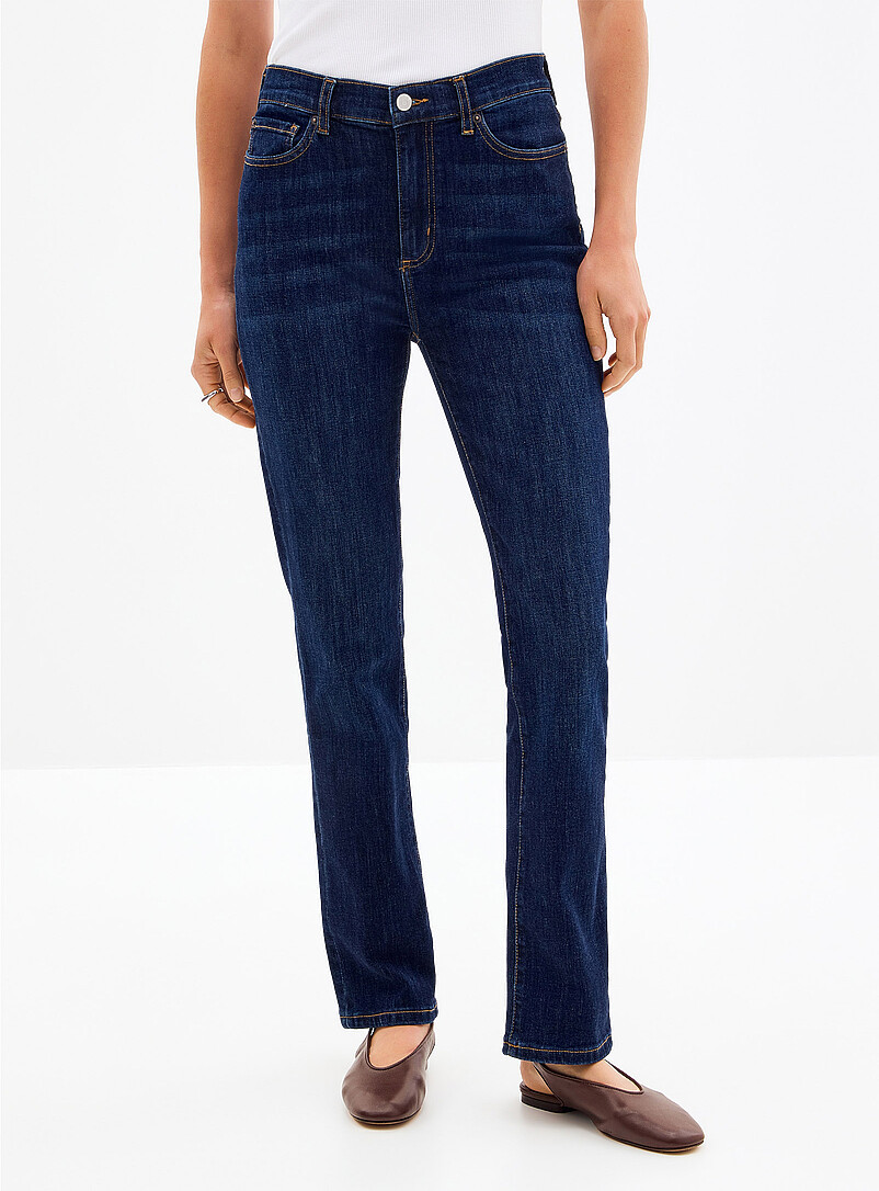Emily dark-indigo jean Fit: Straight leg, high rise product image 2
