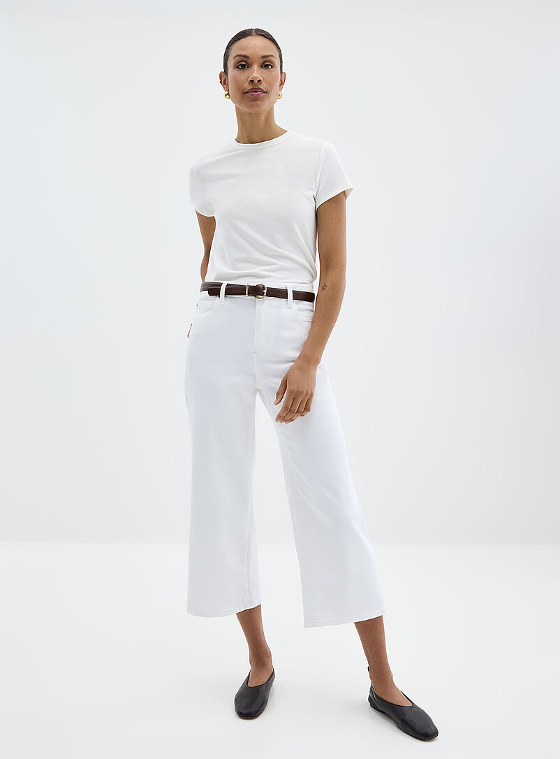 Lily cropped white jean Fit: Wide leg, high rise product image (primary)