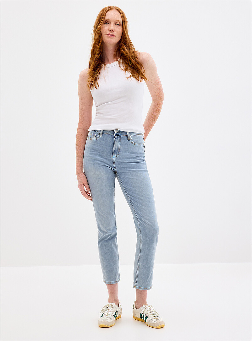 Emily distressed-detail stretch jean Fit: Slim leg, high rise product image (primary)
