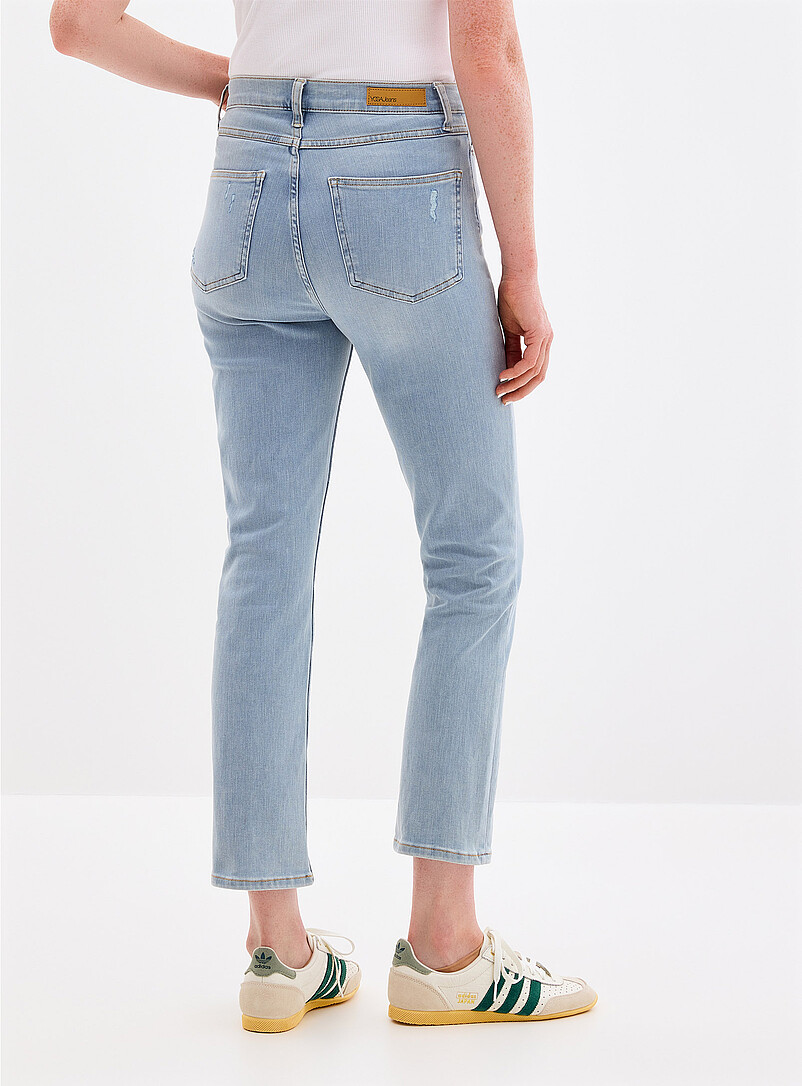 Emily distressed-detail stretch jean Fit: Slim leg, high rise product image 3