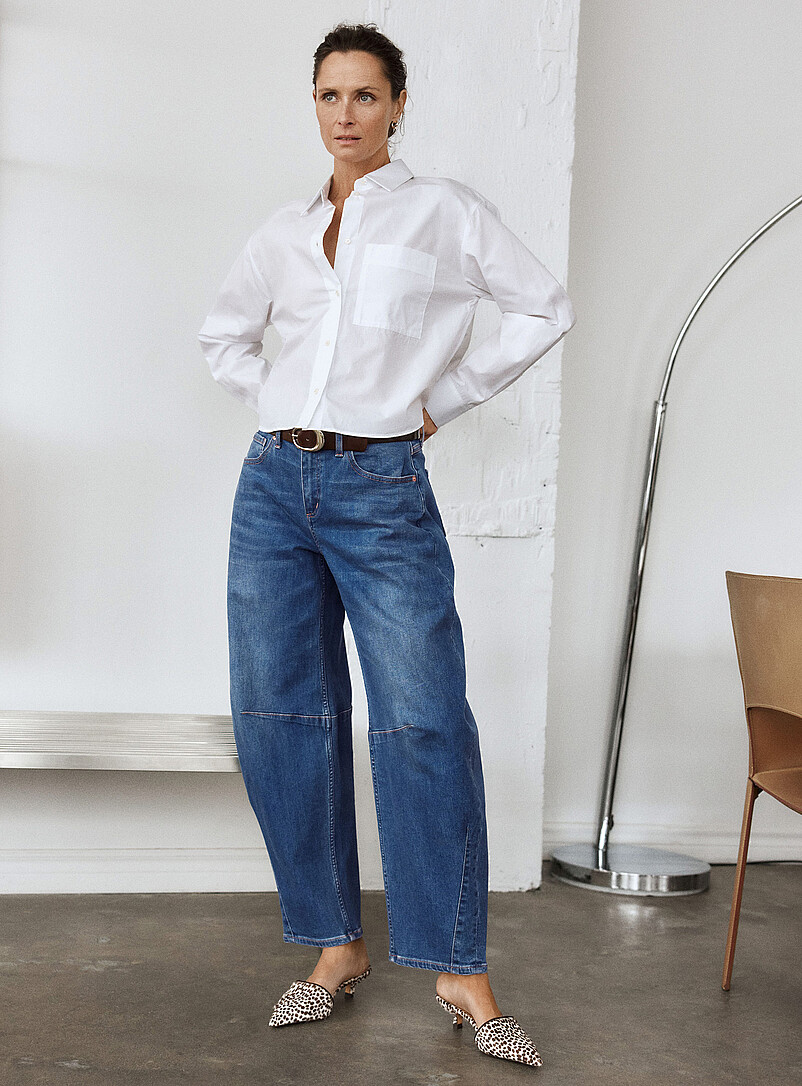 Malia Medium-indigo barrel jean product image (primary)