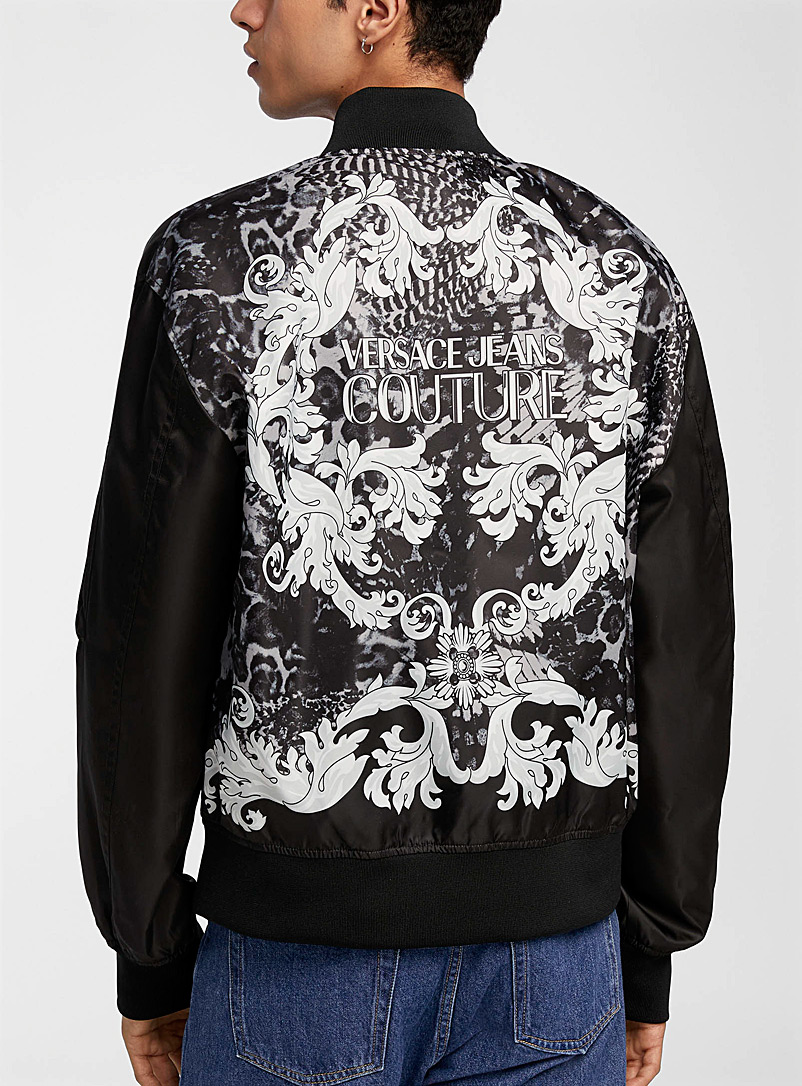 Versace Jeans Couture Black Back logo black bomber jacket for men