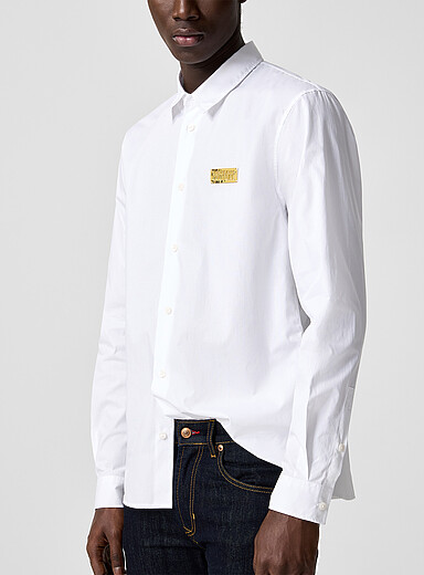 Versace Jeans Couture: La chemise plaquette dor&eacute;e logo Blanc pour homme