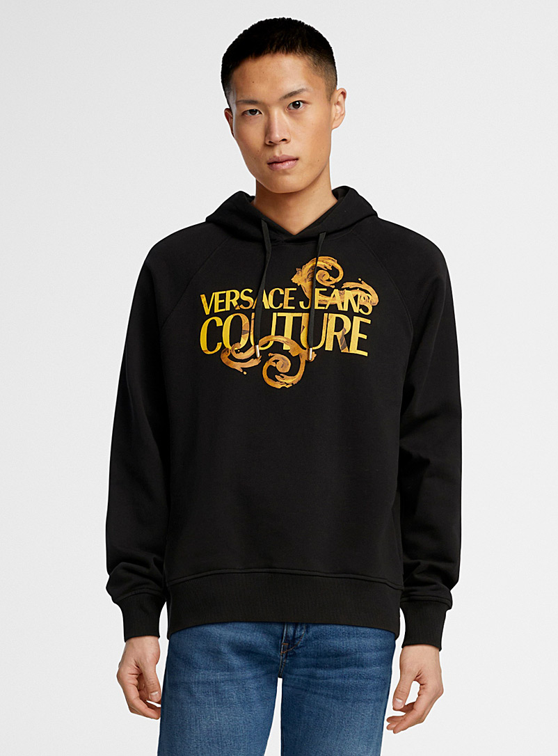 Versace Jeans Couture Black Baroque signature hooded sweatshirt for men