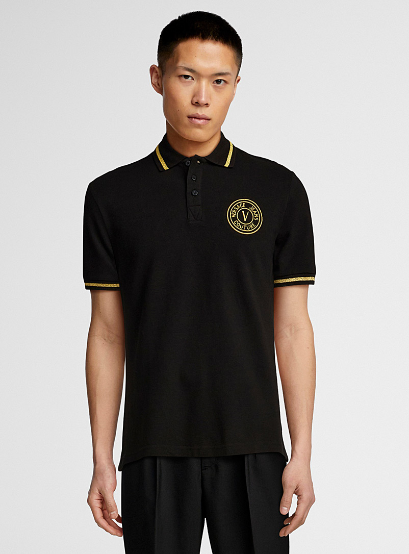 Versace Jeans Couture Black Gold crest polo shirt for men
