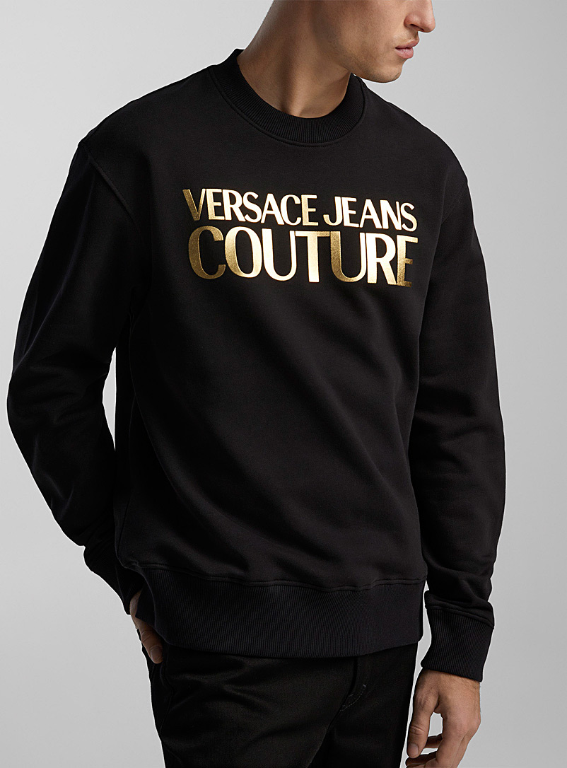 Versace Jeans Couture: Le sweat signature dorée Noir pour homme
