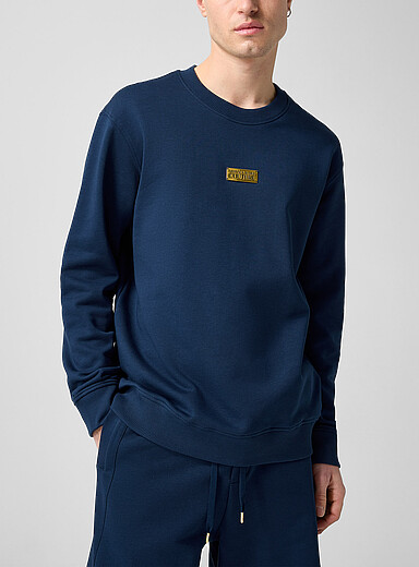 Versace Jeans Couture Navy/Midnight Blue Golden logo plate sweatshirt for men