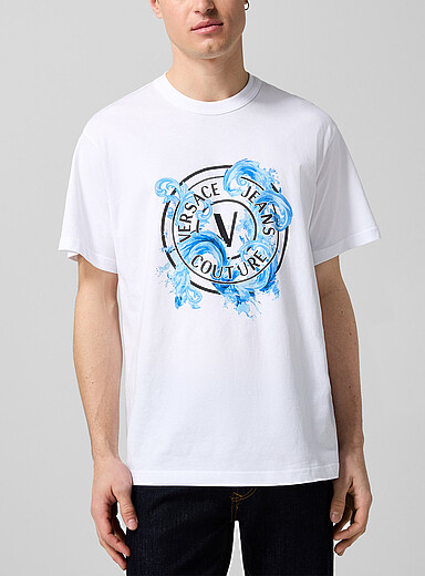 Versace Jeans Couture White Baroque logo T-shirt for men